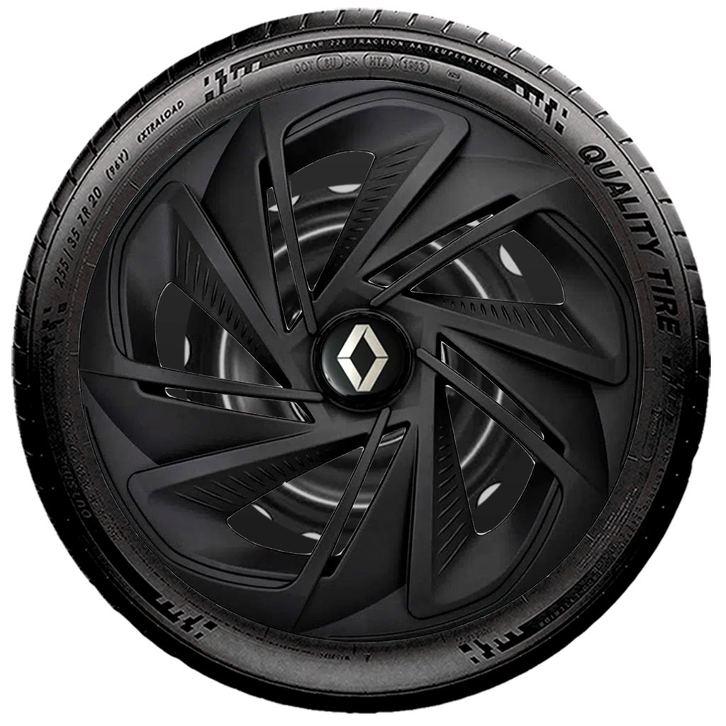 Jogo 4 Carlota Nitro Aro 14 Preto Fosco Renault Clio Logan Kwid