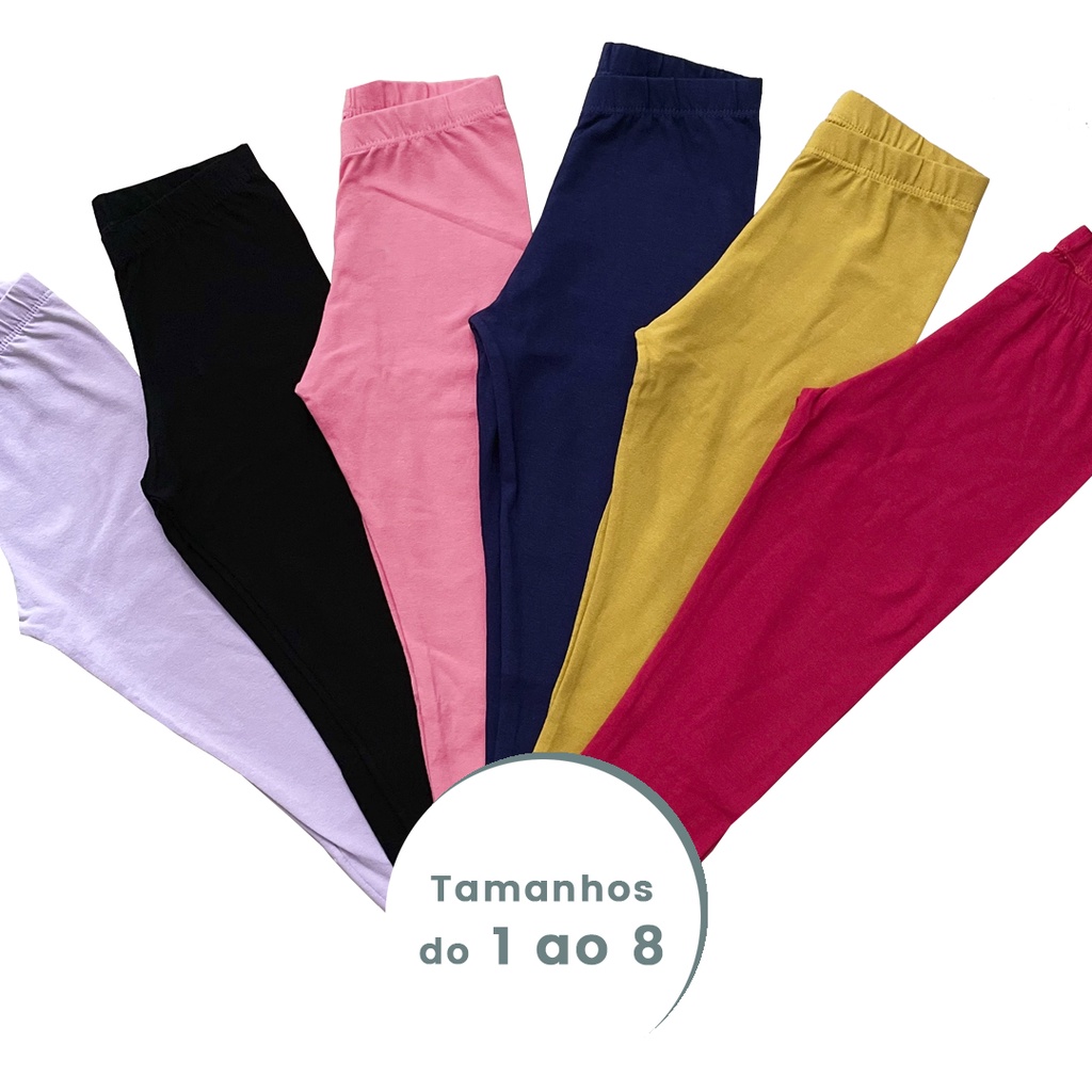Kit 5, 3 ou 1 Calça Legging Escolar Lisa Infantil Menina Volta as Aulas Sortidas em Oferta na Shopee
