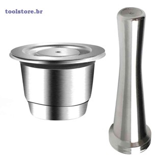 Cápsula De Café Reutilizável De Aço Inoxidável Recarregável + Tamper Para Nespresso [toolstore.br]