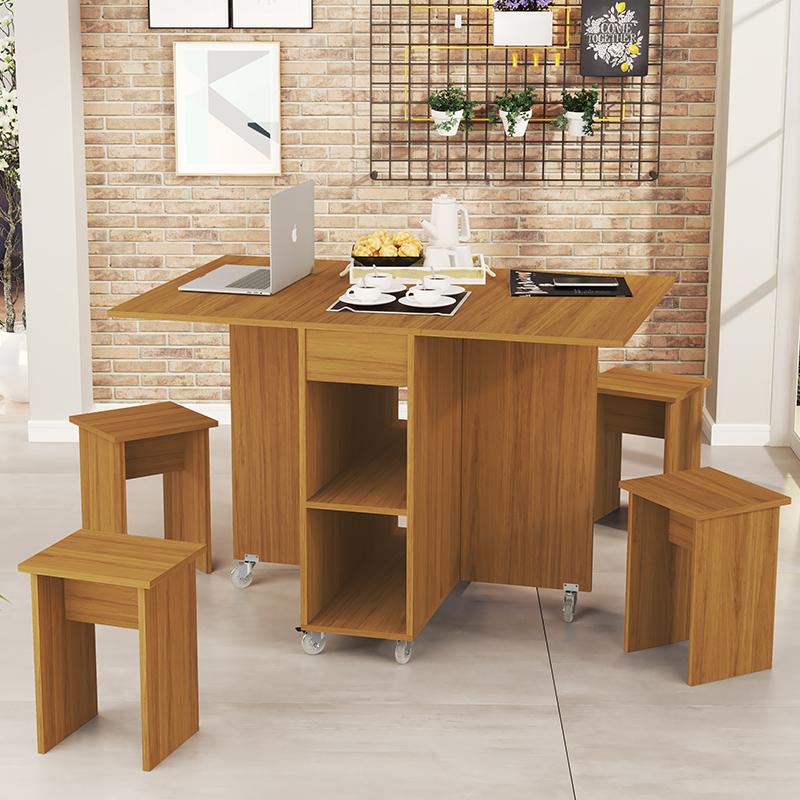 Mesa Dobrável Jade Com 4 Bancos De Encaixe e Rodízios em Oferta na Shopee