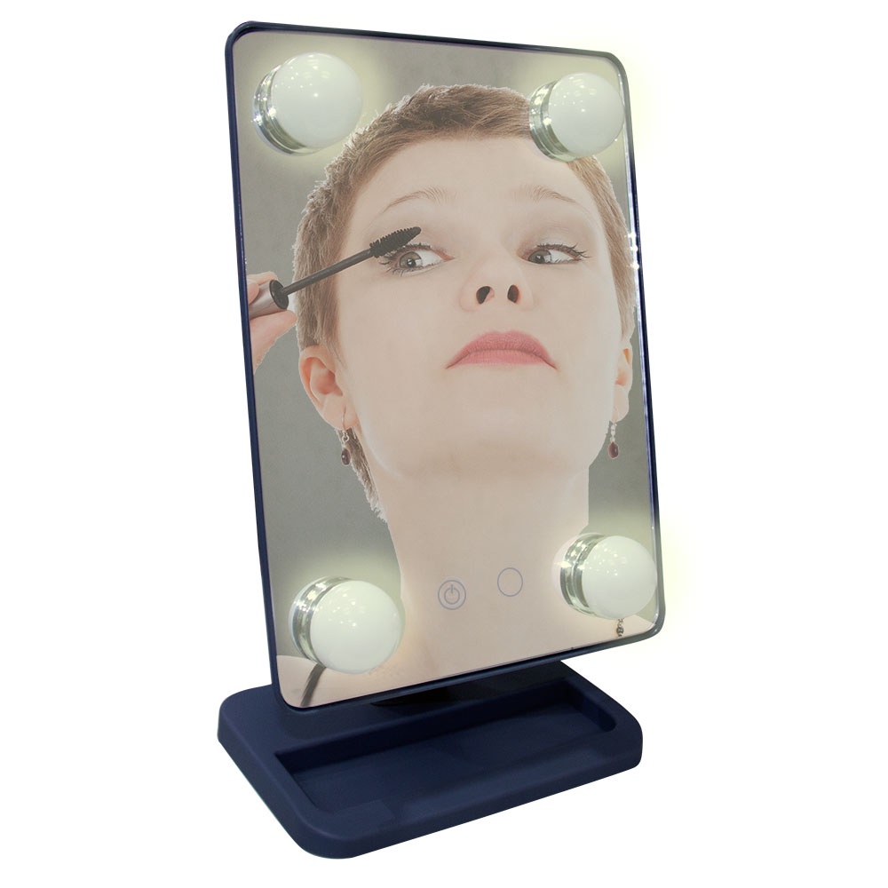 Espelho para maquiagem Vivitar Vanity Mirror com iluminação por LED e rotação 360° - Cinza