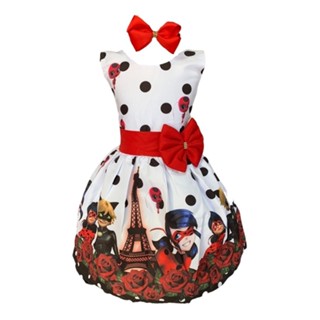 Vestido Temático Infantil Menina Gata Bug E Seu Parceiro
