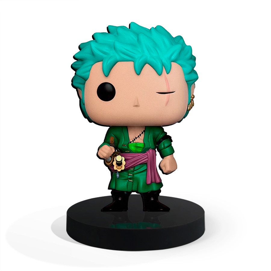 Totem Pequeno Boneco One Piece - Zoro  7cm + Base 