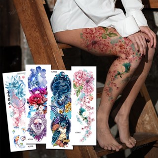 Transferência Temporária De Água Tatuagens Temporárias Manga Do Braço Cheio Coxa Mulheres sexy Arte Corporal Pintura Grande Tatuagem Flores Falsas Crânio De Rosas De Peixe