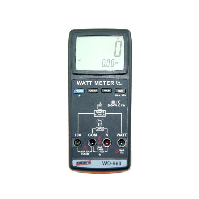 Wattímetro Digital Corrente Tensão Potência Ativa Grandezas Elétrica Wd-960 Portátil Certificado Rbc