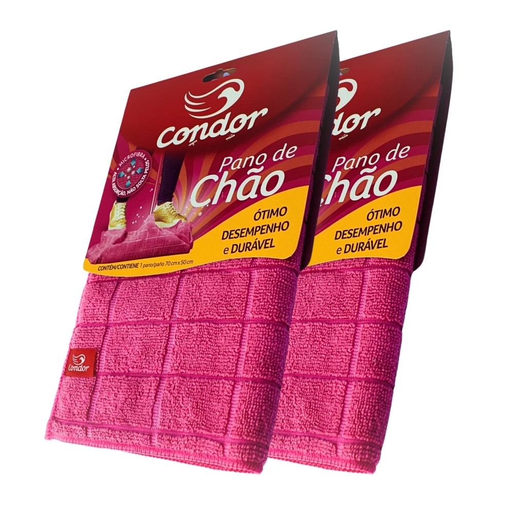 Pano de Chão Microfibra Grande 70x50cm Kit C/ 2 Panos