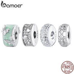 Bamoer Silver 925 Butterfly and Iris Projeto Simples Posicionamento Fivela De Pingente De BSC840