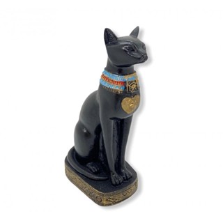 Escultura Egipcia Bastet 14 cm Preta em Resina - Proteção