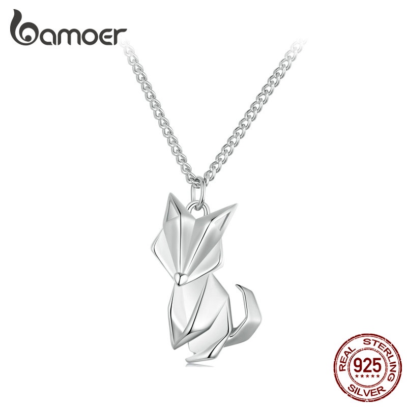 Bamoer 925 Colar De Prata Little Fox Jóias De Moda Para Mulheres BSN319 em Oferta na Shopee