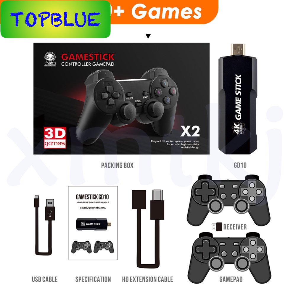 XMTKJ Gd10 console De Jogos retro 4k hd tv game stick 2.4g De Vídeo