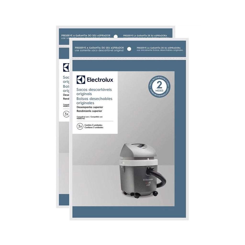 6 Sacos Descartáveis P/ Aspirador de Pó Electrolux Hidrovac