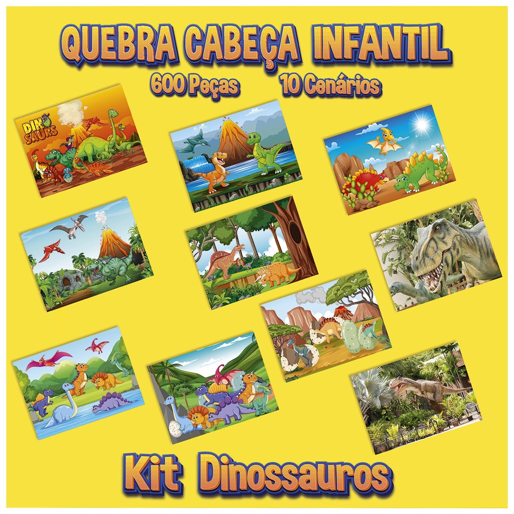 Quebra Cabeça - Kit Com 10 Modelos - Dinossauros em Oferta na Shopee