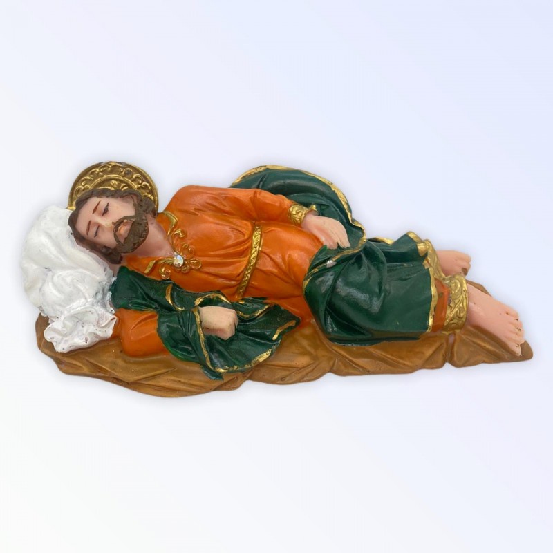 Escultura Católica São José  Dormindo 16 cm Pintada a Mão