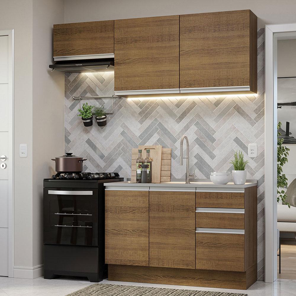 Armário de Cozinha Compacta 180cm Rustic Glamy Madesa 09 - Home & Living