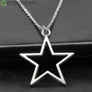 Moda Simples Vintage Colar De Prata Antigo Para Acessórios De Festa Unisexo Personality Hollow Star Pendant