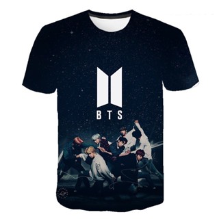 Camiseta Moda 3d Impressa Bts Homens Mulheres Manga Curta Algodão Casual Streetwear Verão