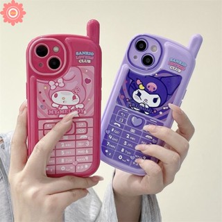 Criativo Retro Personalidade Caixa De Telefone Em Forma De Compatível Para iPhone 11 7 8 Plus 13 14 12 Pro MAX XR X XS SE 2020 Cartoon Cute Kuromi Melody Glossy Purple Roes Vermelho Macia