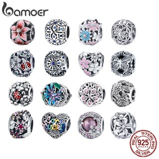 Bamoer Silver 925 Vintage Garden Sunflower Rose Maple Leaf DIY Beads for Bracelet