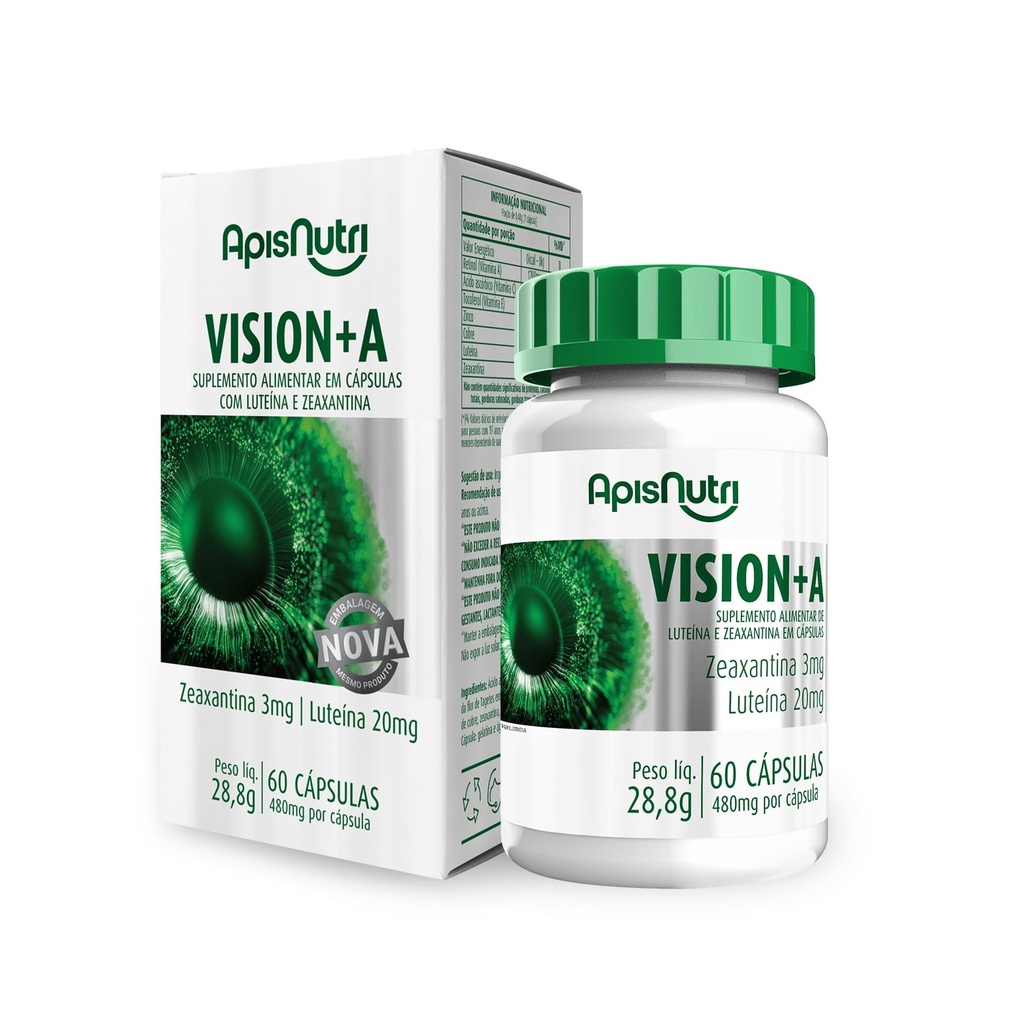 Vision + A Luteína e Zeaxantina 480mg 60 Cáps. Apisnutri - SV