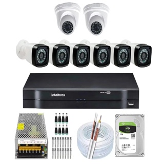 Kit 8 Cameras Segurança Dvr Intelbras Full Hd 8ch c/ hd 1tb Completo em Oferta na Shopee