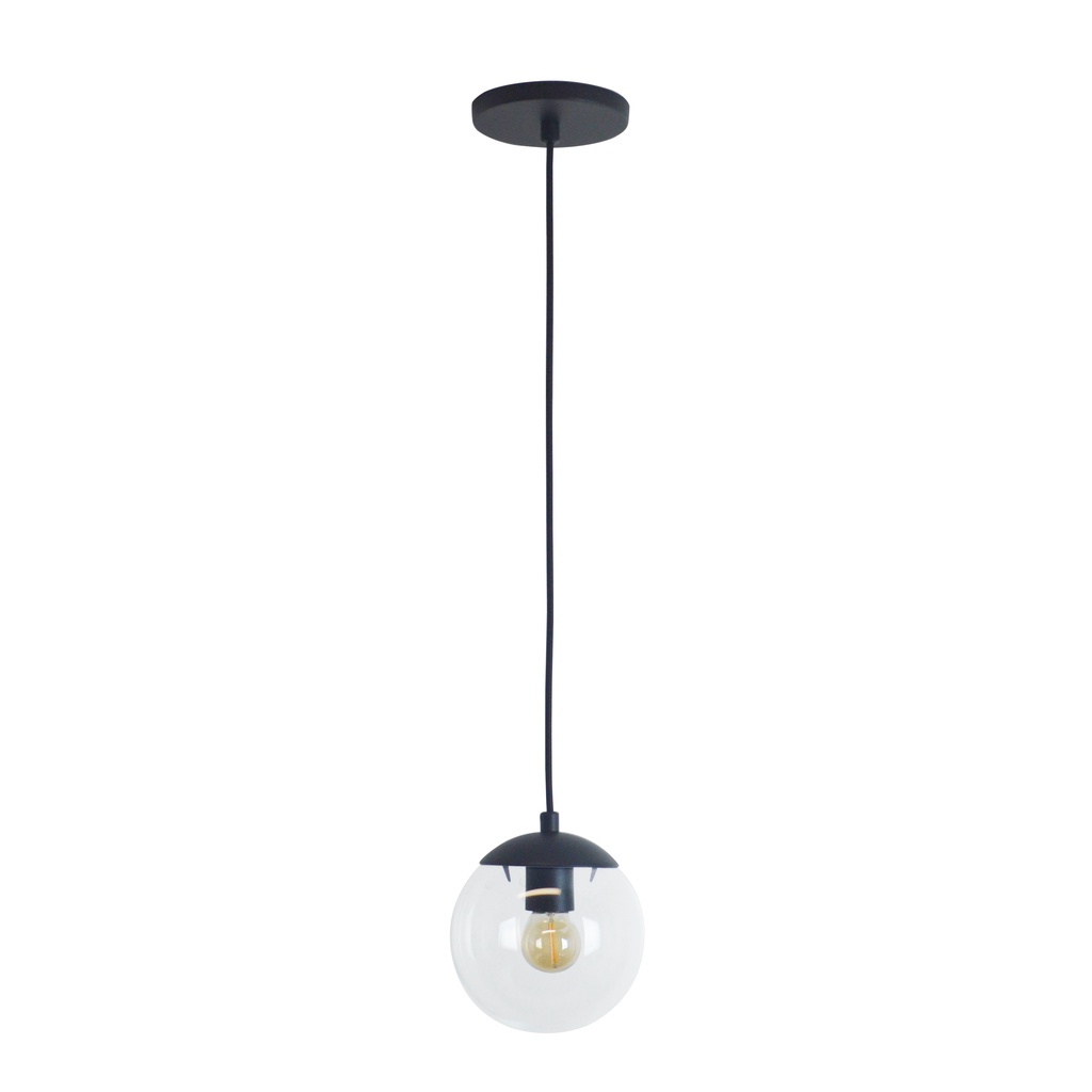 Pendente Jabuticaba Preto 1 Bola/Globo De Vidro Cristal