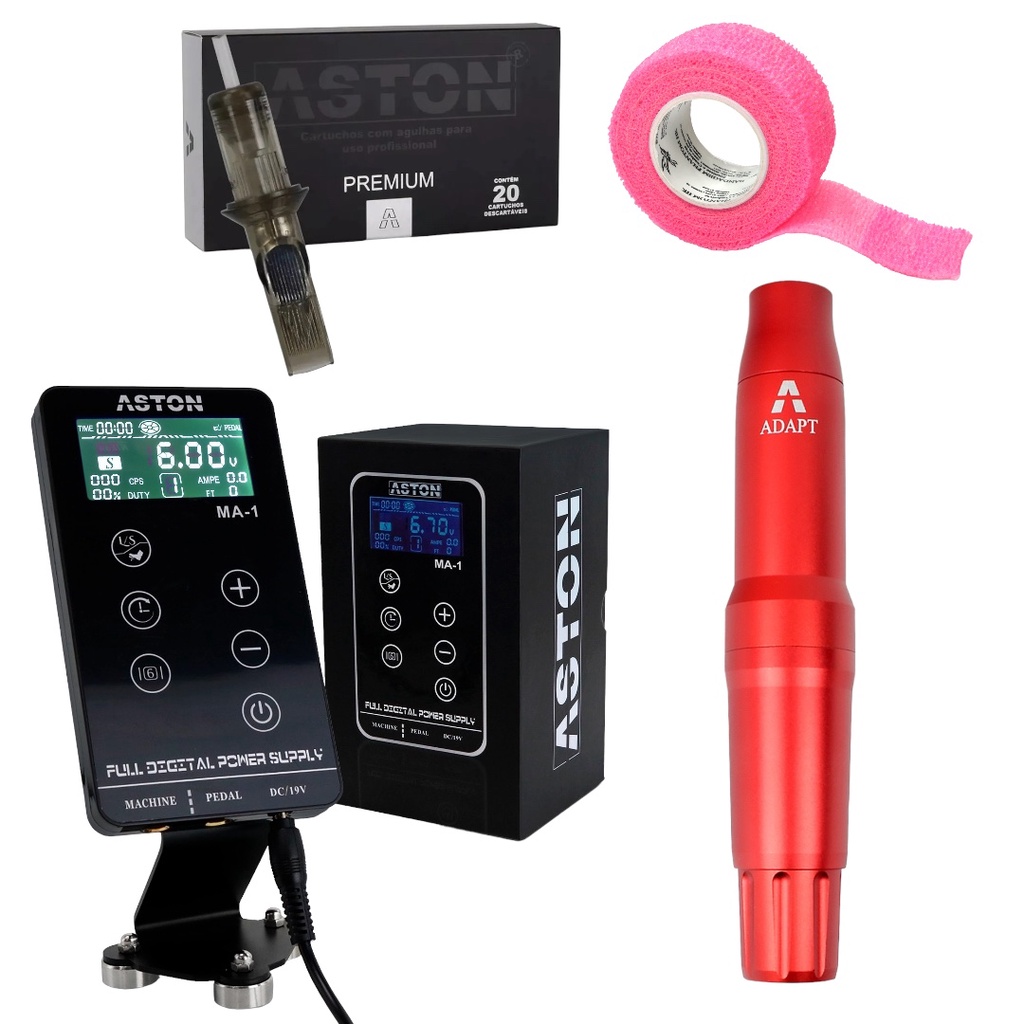 Kit Protocoll Aston Tattoo Pen + Fonte Ipower M1 Estético