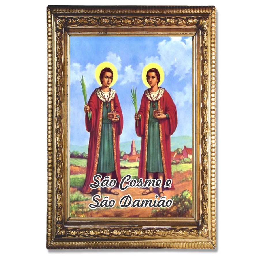Santinho São Cosme e São Damião 1000 un com oração no verso