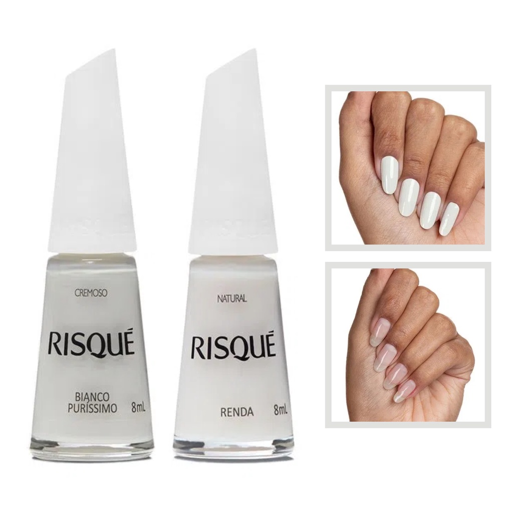 Kit Esmalte Risque Combinação Bianco Purissimo + Renda