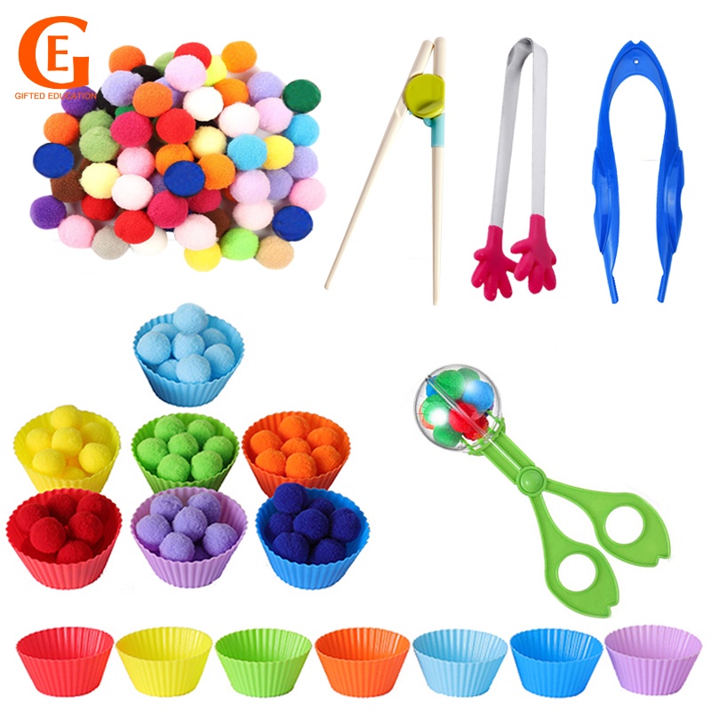 Kids Fine Motor Skills Clip Ball Toy Toddler Tigelas De Classificação De Cores Pré-Escolar Contando Brinquedos De Aprendizagem Precoce Montessori