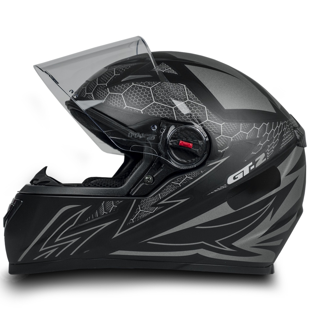 Capacete Fechado Moto Com Narigueira E Casco Em ABS Resistente Gt2 Preto Fosco Tamanho 60 Inmetro — imagem 2 de 2