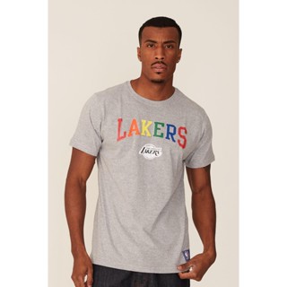 Camiseta NBA Estampada Los Angeles Lakers Casual Cinza Mescla
