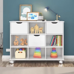 Nicho Organizador 1478 com Rodizios e 3 Gavetas Preto Fosco/Preto Fosco