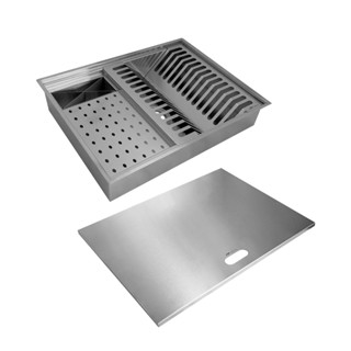 Calha Canal organizador Úmido de Cozinha com Tampa Inox 304 c/ 3 módulos 50x40 Tubrax