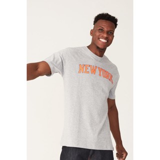 Camiseta NBA Estampada New York Knicks Cinza Mescla