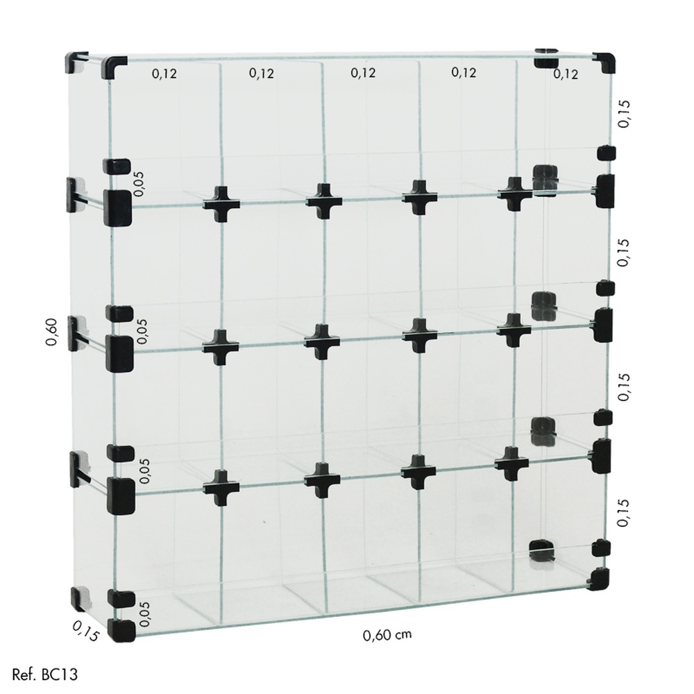 Baleiro Comercial Modulado em Vidro - 0,60 x 0,60 x 0,15