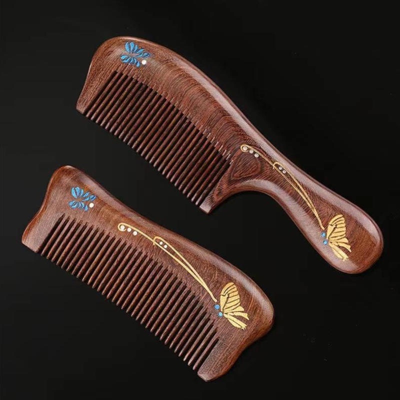 Pente De Cabelo De Madeira De Sândalo Feito À Mão Antiestático Pentes Dente Fino Para Homens Mulheres Crianças Presente