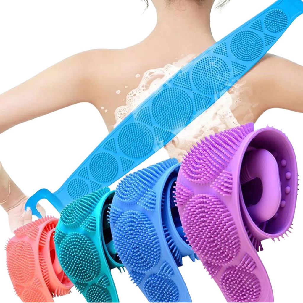 Esponja Cinta Escova de Banho para Costas Silicone Massageadora