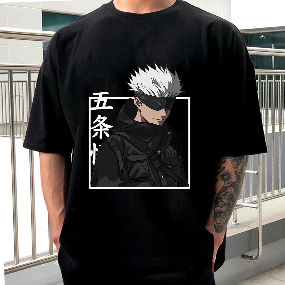 Camiseta Basica Camisa Algodao Satoro Gojo Senpai Feiticeiro Jujutsu Kaisen Unissex Malha Premium