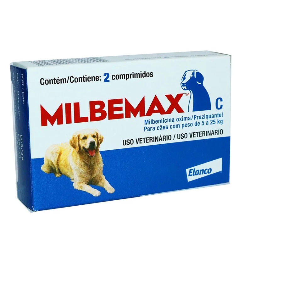 Vermífugo Milbemax Para Cães De 5kg A 25kg Com 2 Comprimidos - Pets