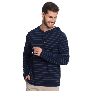Camiseta Manga Longa Capuz Suedine List Diametro Azul