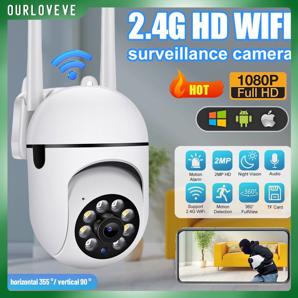 1080p Câmera de Cftv Ip Cam Câmera De Segurança Wi-fi Sem Fio À Prova D' Água Câmera de Segurança 1080p da Webcam Cctv Câmera Wi-fi Connect para Celular Com Rastreamento Automático De Voz Alarme nossa