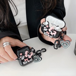 3D Kuromi Love Heart Chain ProtectiveCover Compatível Para AirPods Pro AirPods3 3/2/1 Geração Fones De Ouvido Bluetooth Sem Fio Estojo Macio