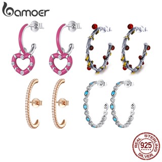Brincos Bamoer Prata 925 Requintados Orelha Pinos Mulheres Garotas Fashion Joalheria