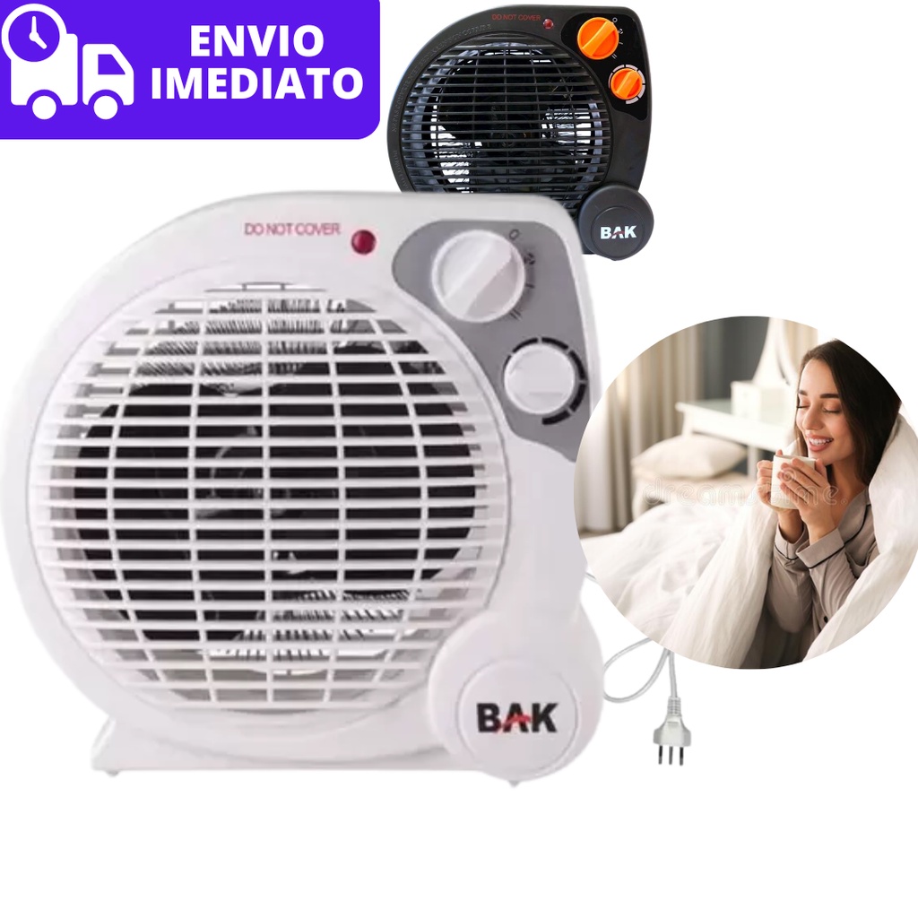 Aquecedor Elétrico Portátil 110v BAK Termoventilador 4 Estágios Aquecedor de Ambiente