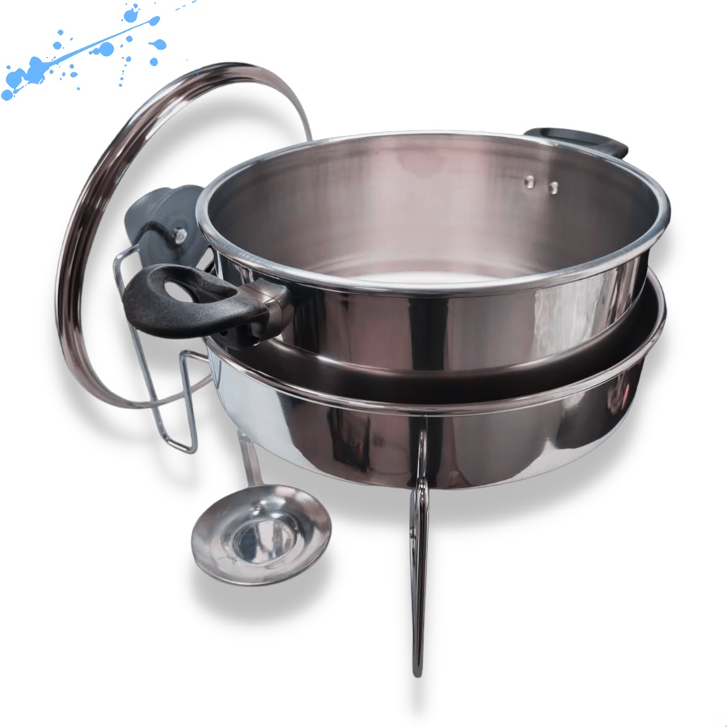 Panela Rechaud Redondo Em Aluminio Com Banho Maria 5 LT