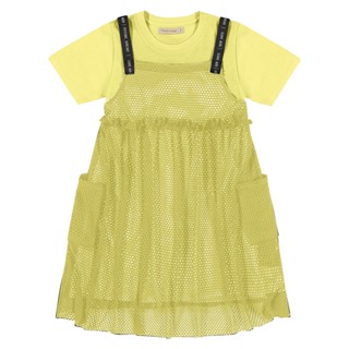 Vestido Infantil Sobreposição Trick Nick Verde