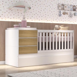 Berço Multifuncional Alicia Branco Fosco com Bétula Carolina Baby em Oferta na Shopee