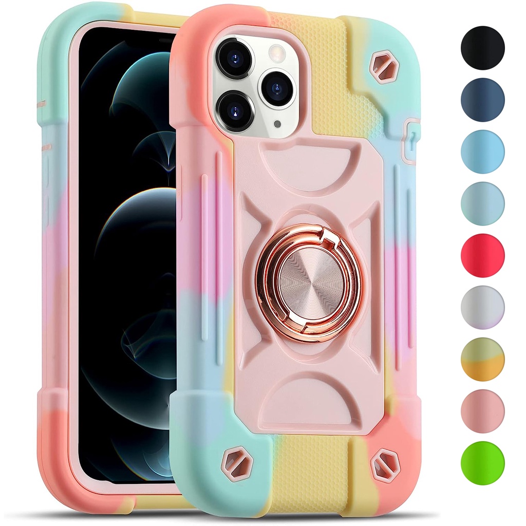 Compatível Com iPhone 13,12 , Pro Max , Mini Estojo Suporte De Anel Rotativo De 360 Graus , Proteção Contra Quedas De Grau Militar Resistente Para Serviço Pesado 3 Em 1 Capa Protetora Durável