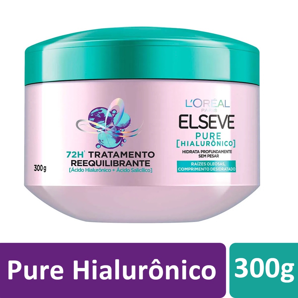 Máscara Elseve Pure Hialurônico Loréal Paris 300g em Oferta na Shopee