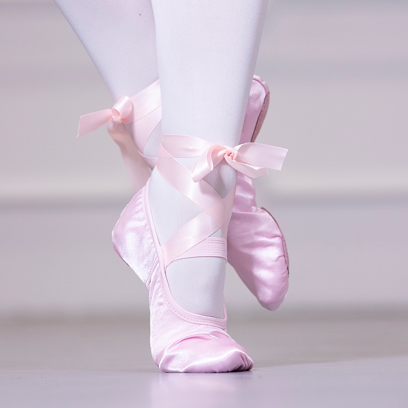 Sapatos de Ballet Satin Ribbon Adultos Sapatos de Professor Feminino Sapatos de Garra de Gato Soft …